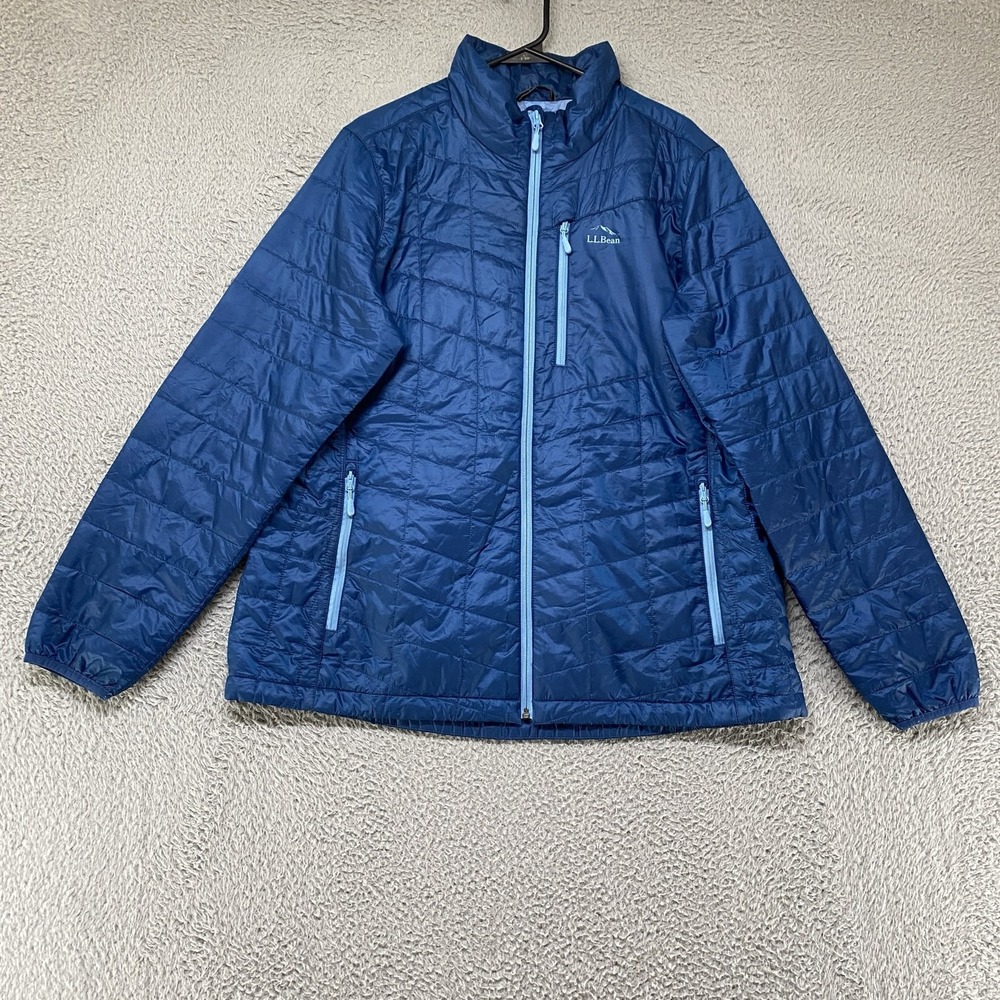 L.L.Bean Jacket Womens XL Blue Lightweight PrimaLoft Insulated Puffer Full Zip